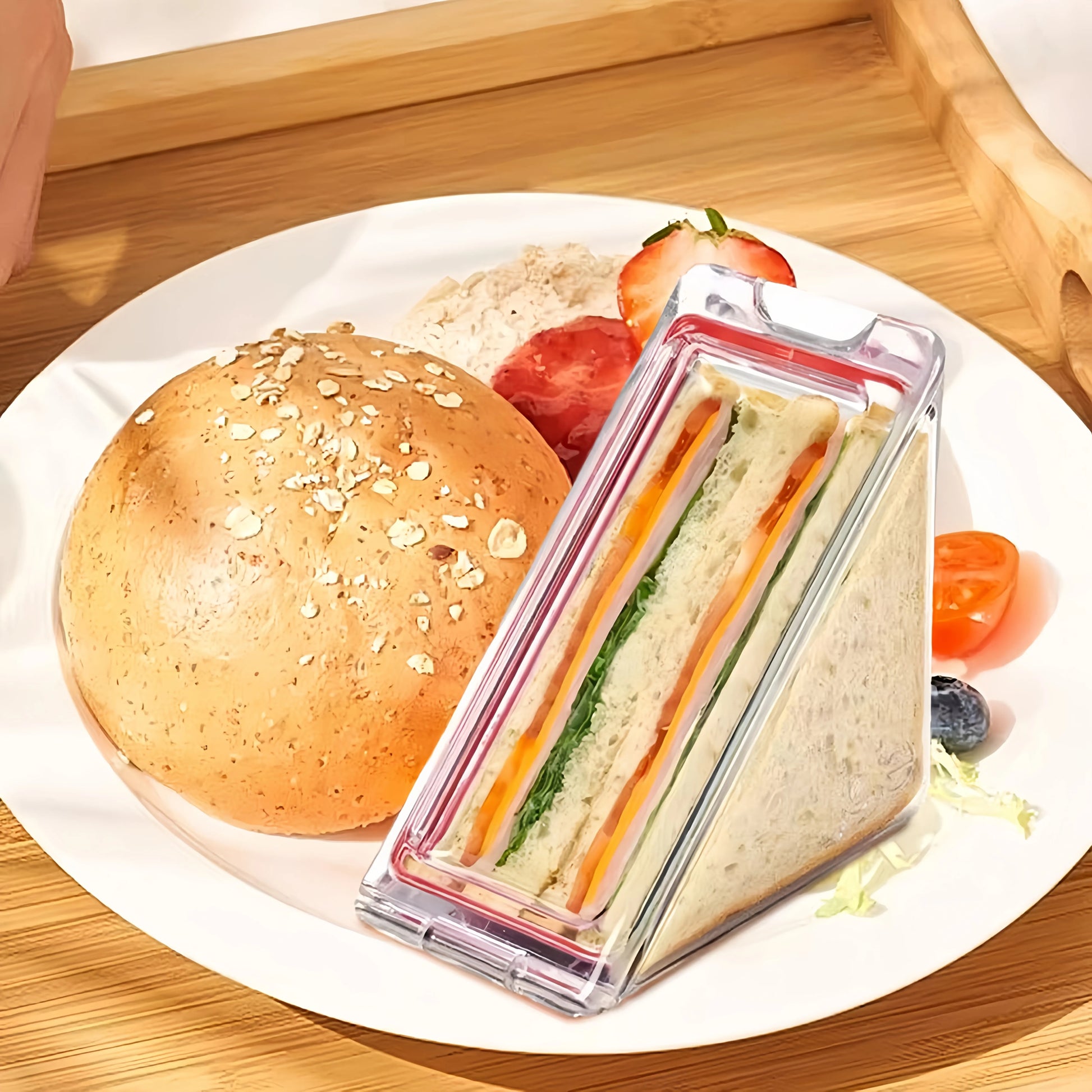 Portable Triangle Sandwich Box – Reusable Lunch Container with Lid