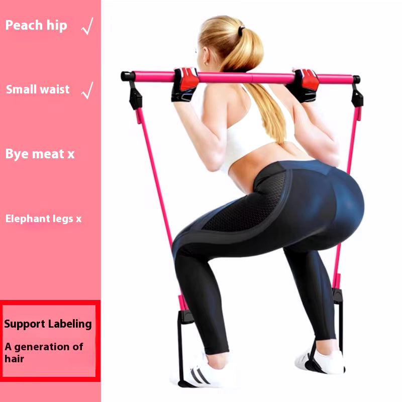 Pilates Resistance Bar – Portable Home Workout Stick with Bands