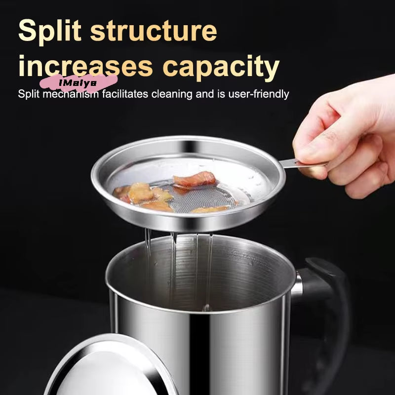 Stainless Steel Oil Dispenser Pot – Built-In Filter Container