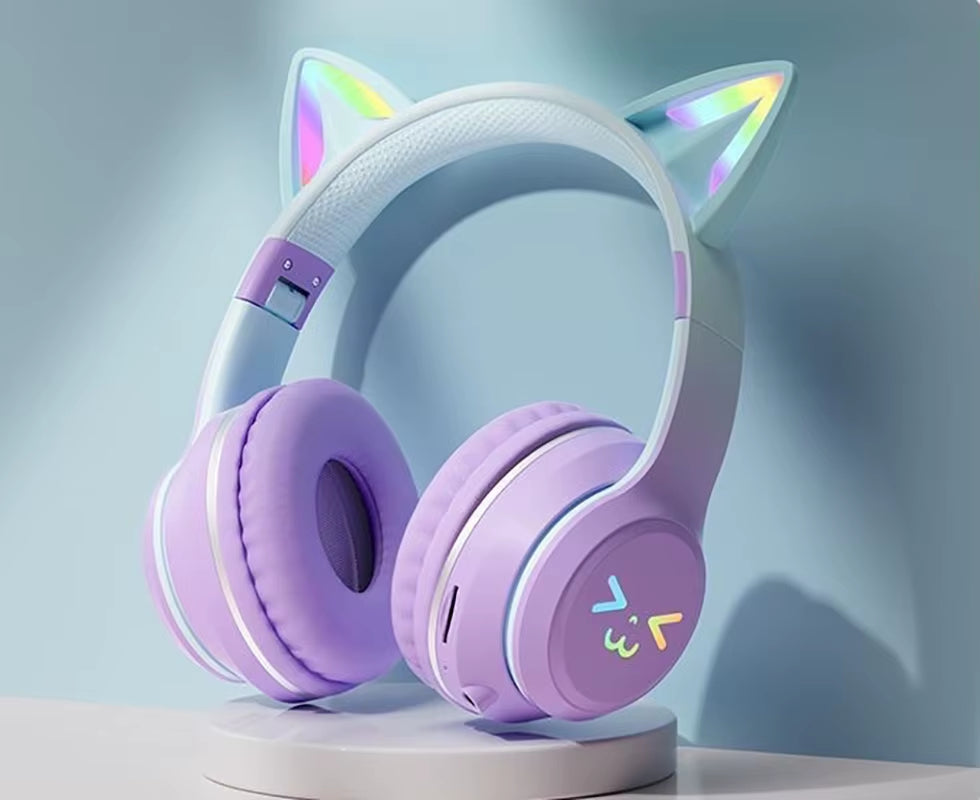 RGB Cat Ear Bluetooth Headphones – Wireless LED Stereo Headset