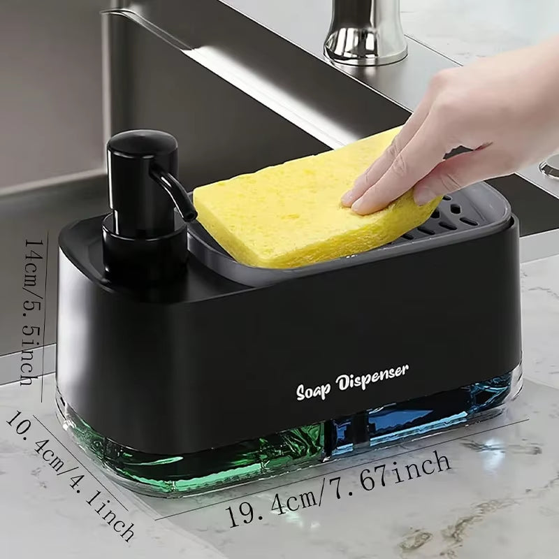 Dual Soap Dispenser with Sponge Holder – Kitchen Sink Organizer