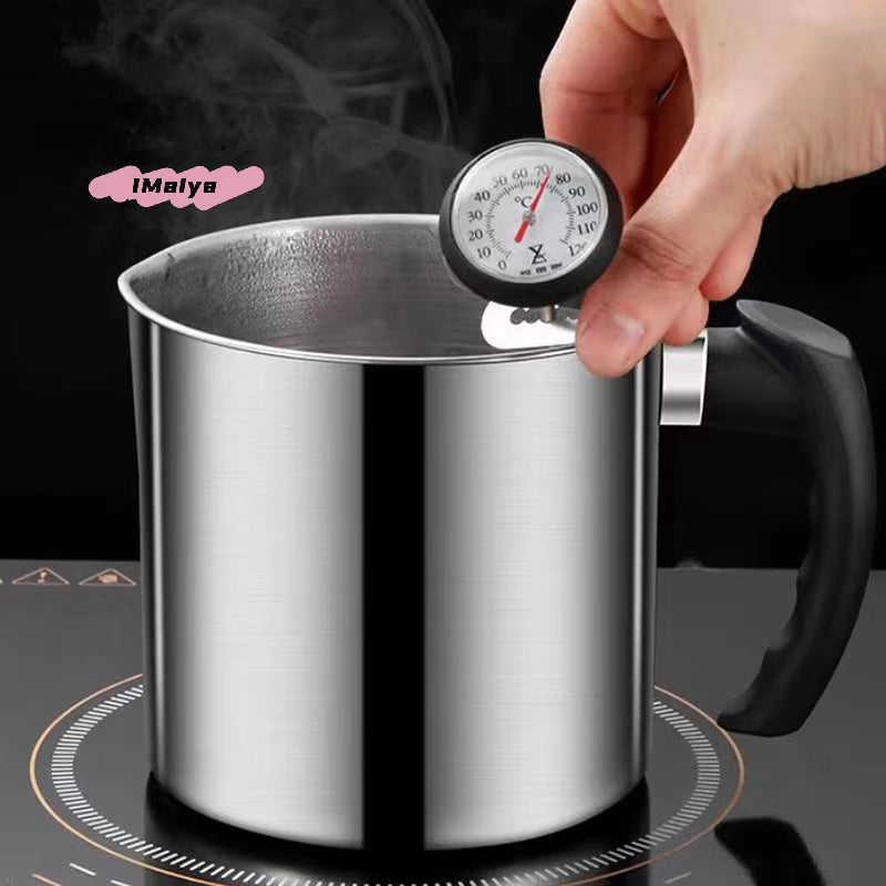 Stainless Steel Oil Dispenser Pot – Built-In Filter Container