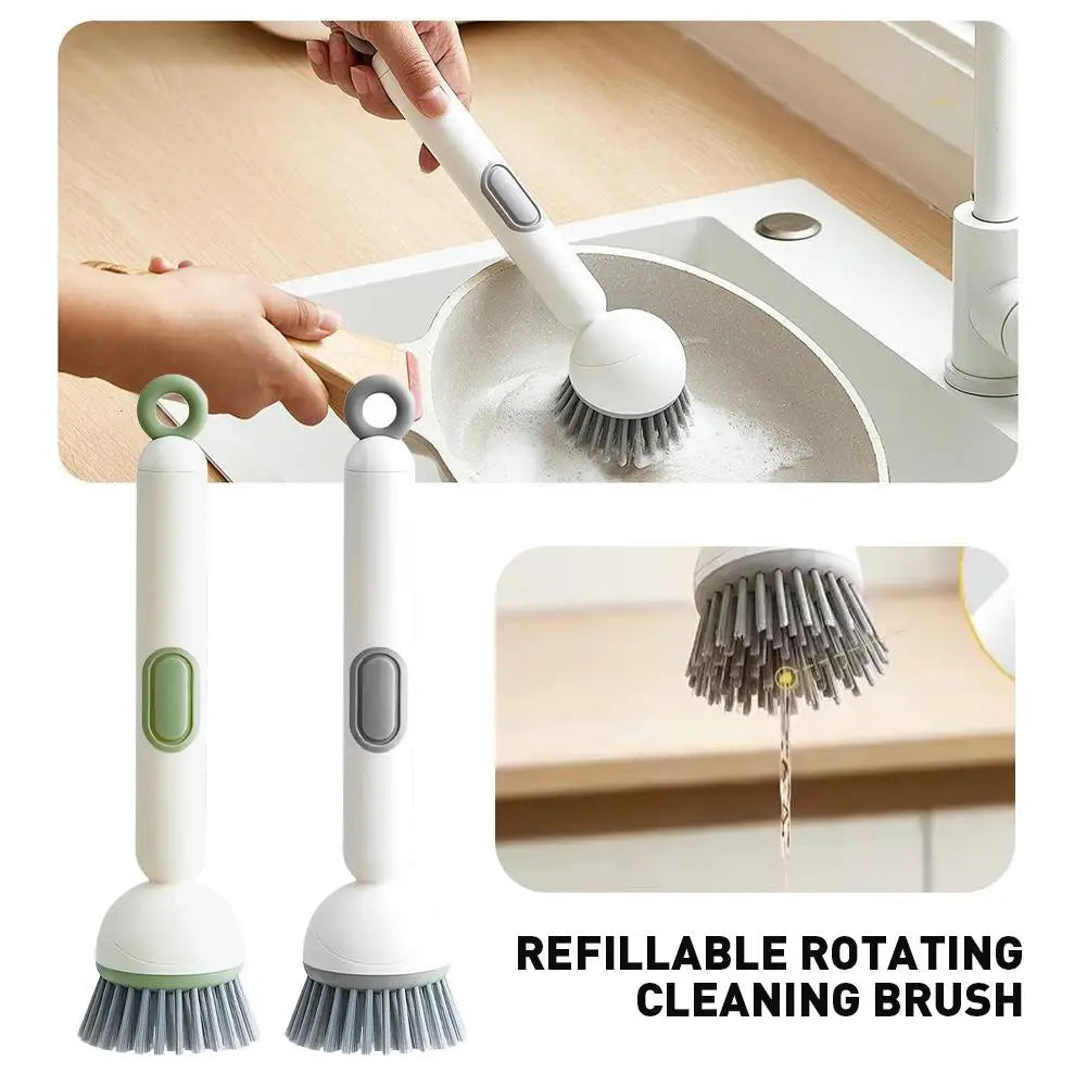 Dish Scrub Brush with Soap Dispenser – Long Handle Kitchen Cleaner