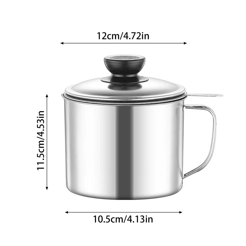 Stainless Steel Oil Dispenser Pot – Built-In Filter Container