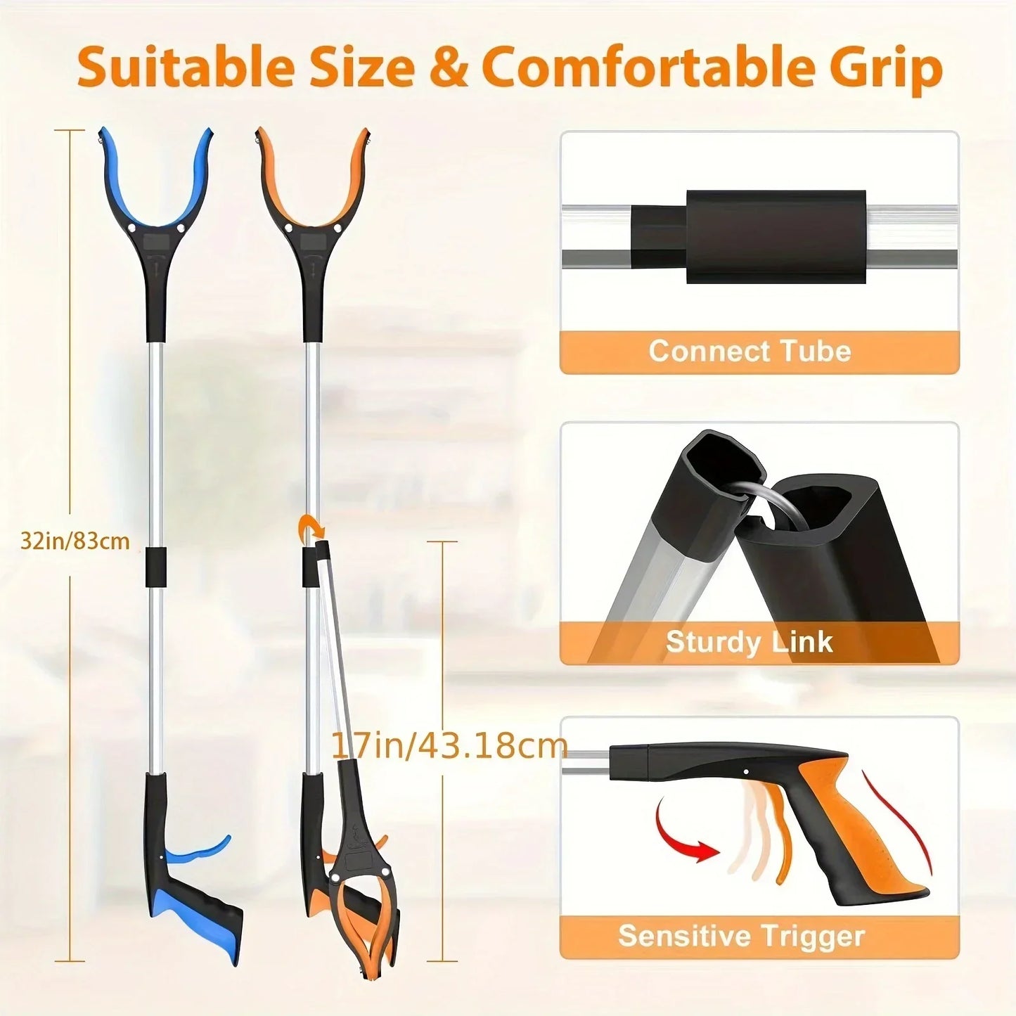 32-Inch Grabber Reacher Tool – 360° Rotating Heavy-Duty Gripper