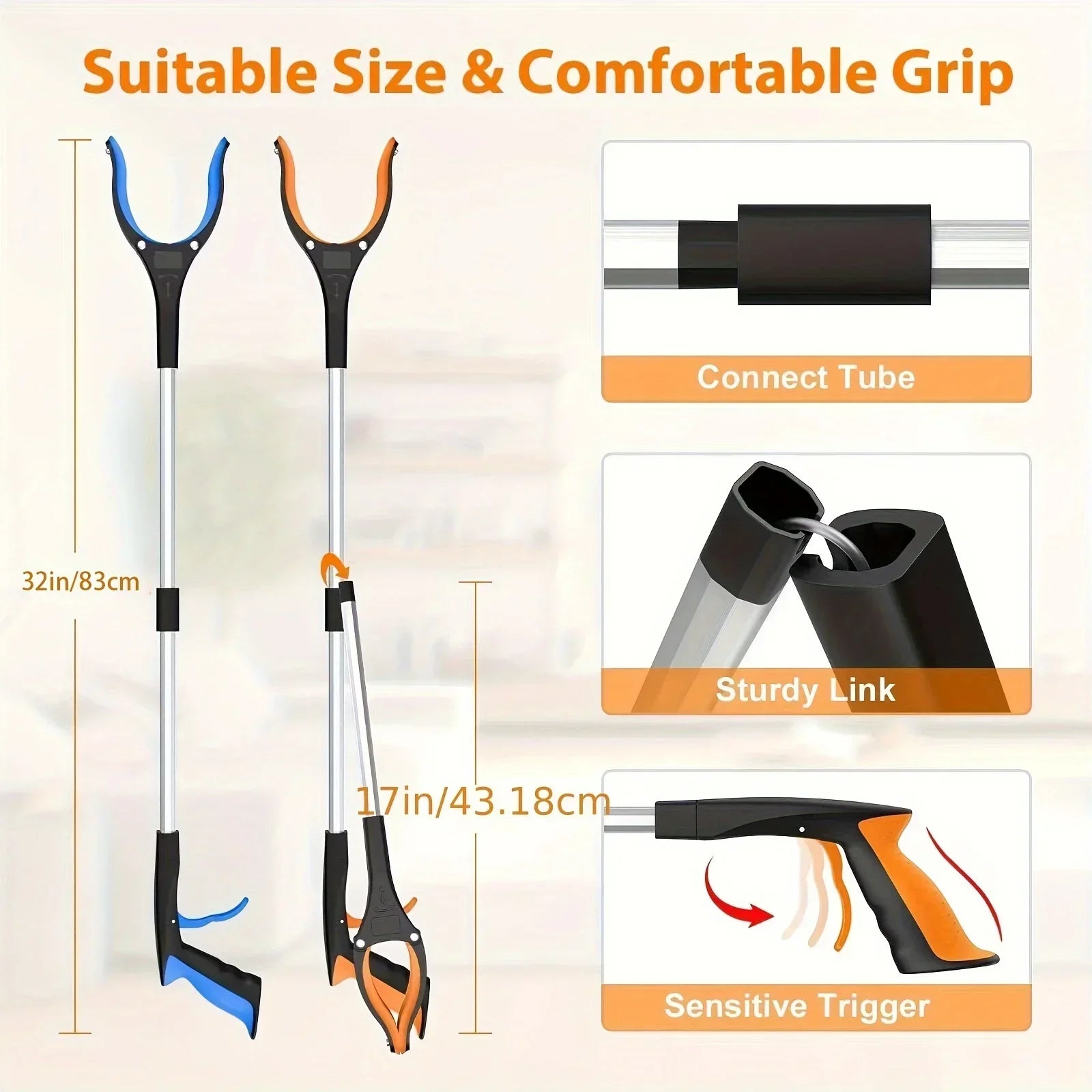 32-Inch Grabber Reacher Tool – 360° Rotating Heavy-Duty Gripper