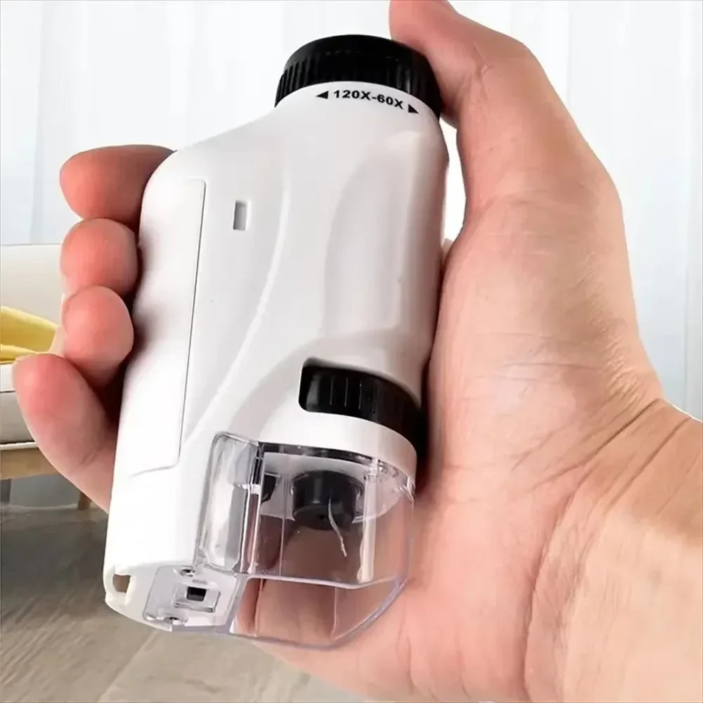 Pocket Microscope for Kids – 60X–120X Zoom with Phone Holder