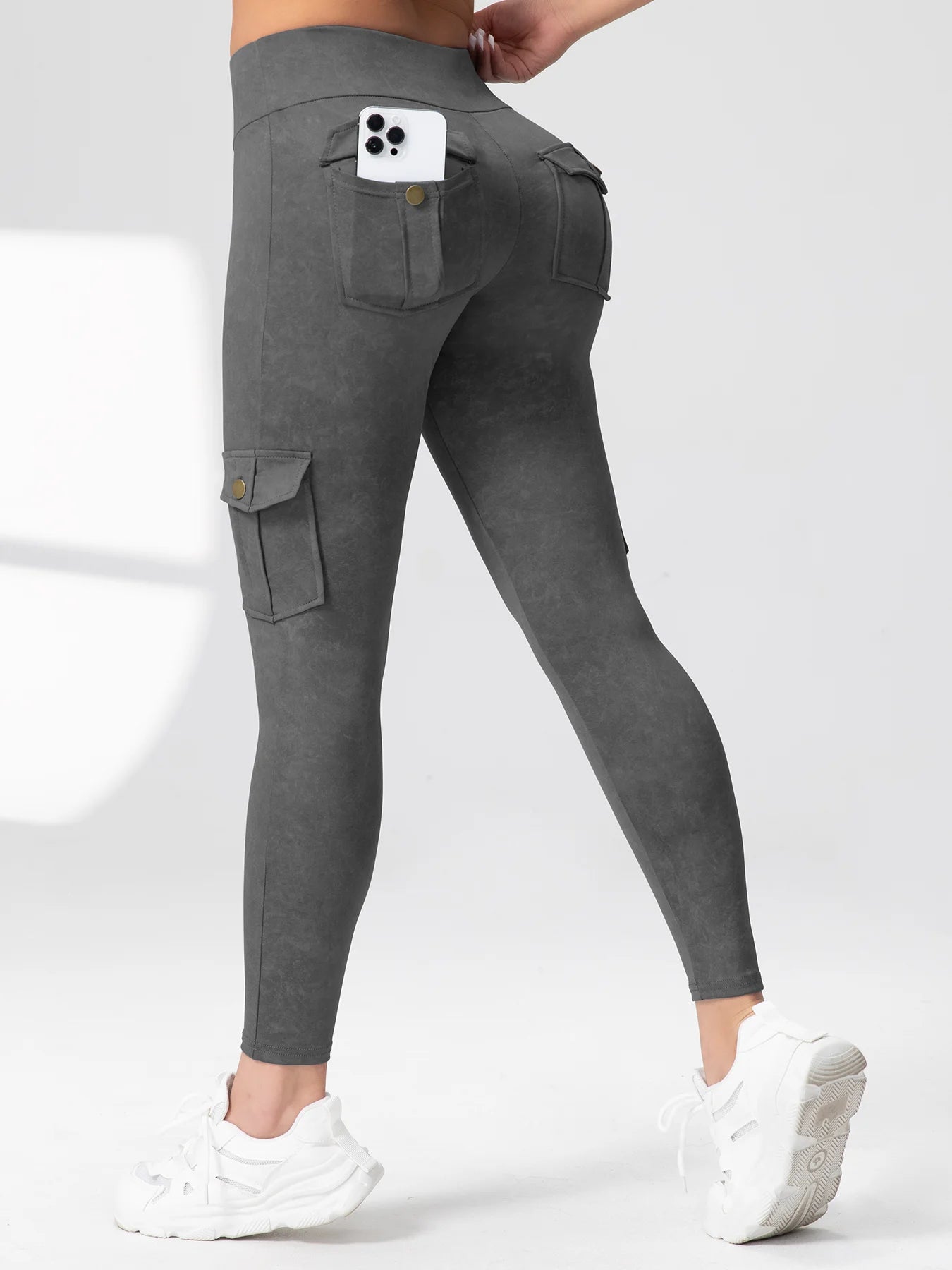 Seamless High-Waist Cargo Leggings – Sculpting Fitness Pants with Pockets
