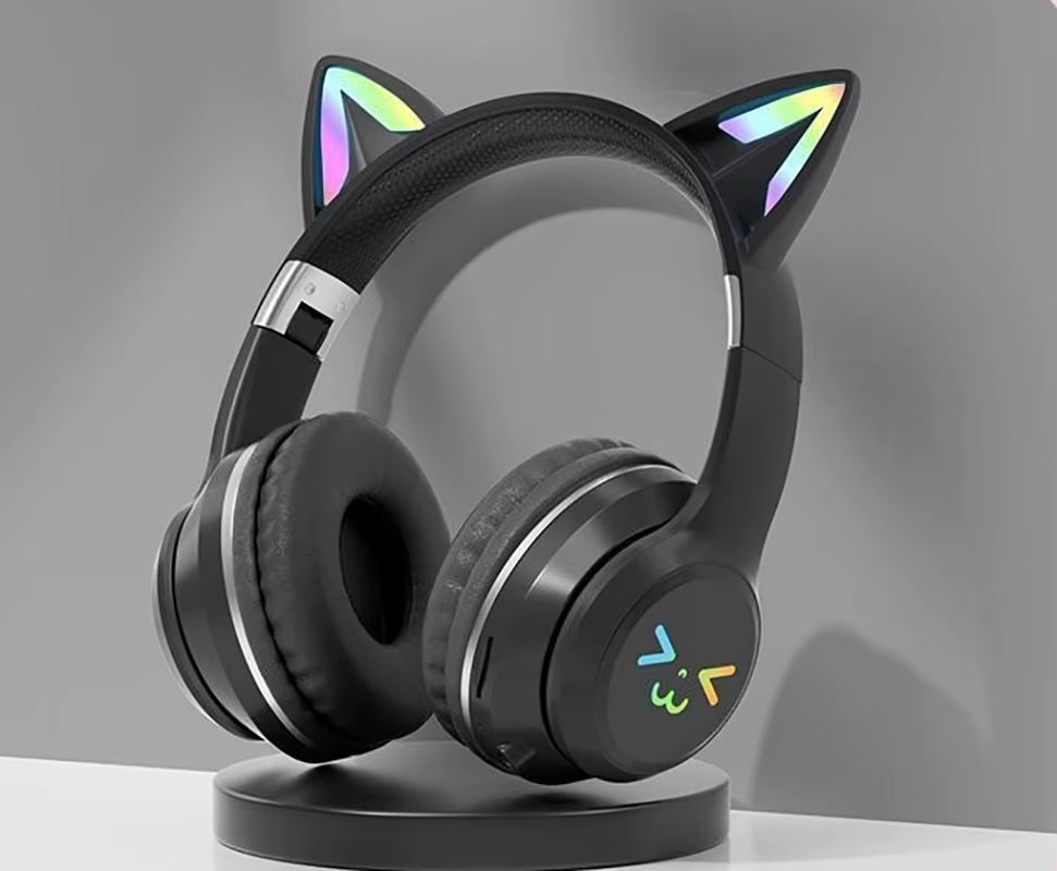 RGB Cat Ear Bluetooth Headphones – Wireless LED Stereo Headset