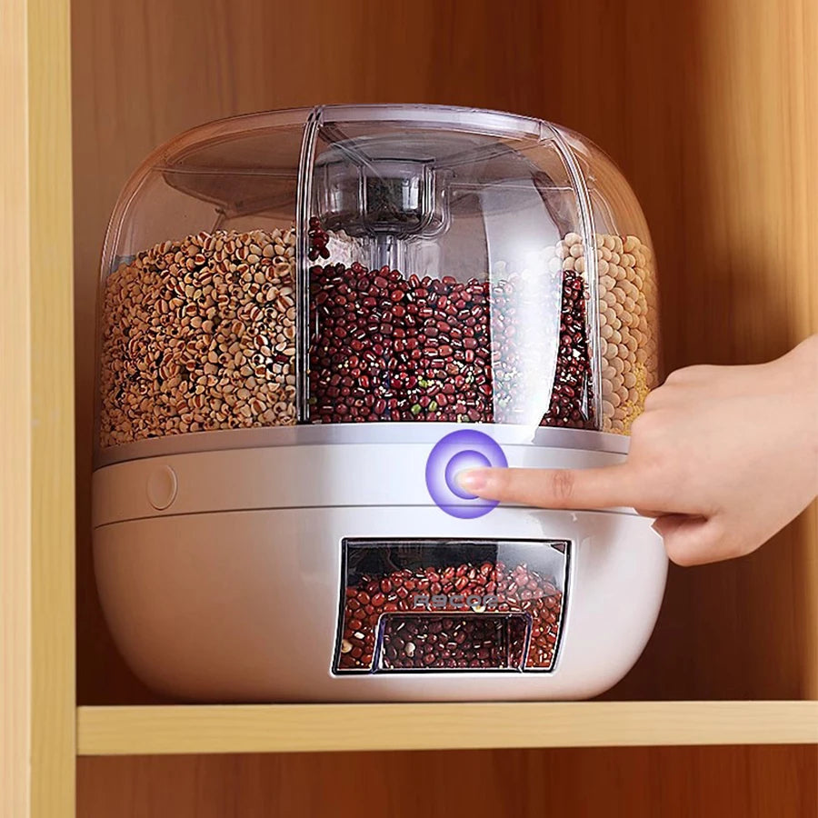 360° Rotating Food Dispenser – Airtight Grain & Cereal Storage Container